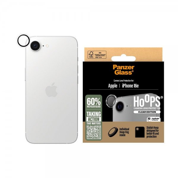 PanzerGlass iPhone 16e/17e Kameraskydd Hoops Transparent
