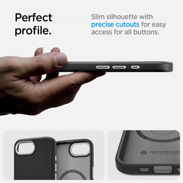 Spigen iPhone 16e/17e Skal Enzo Aramid MagFit Matte Black