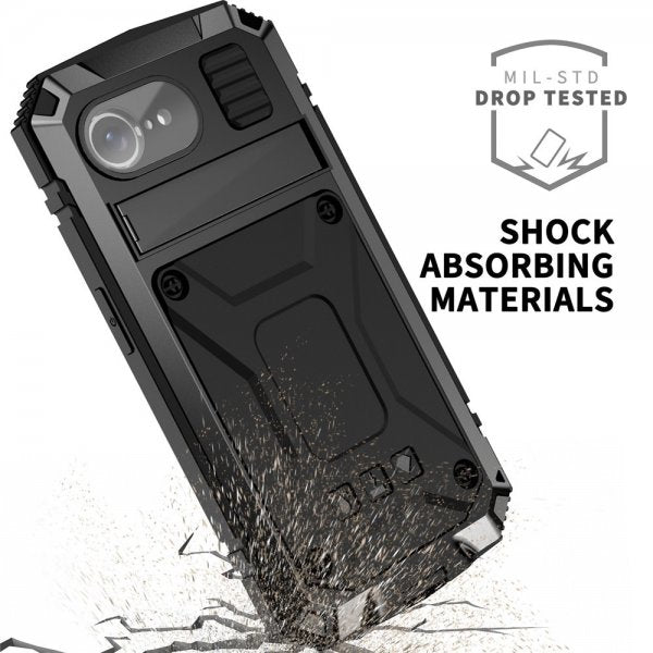R-JUST iPhone 16e/17e Skal Metall Stöttåligt Svart