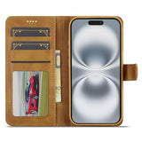 Lc.Imeeke iPhone 17 Fodral med Kortfack Stativfunktion Ljusbrun