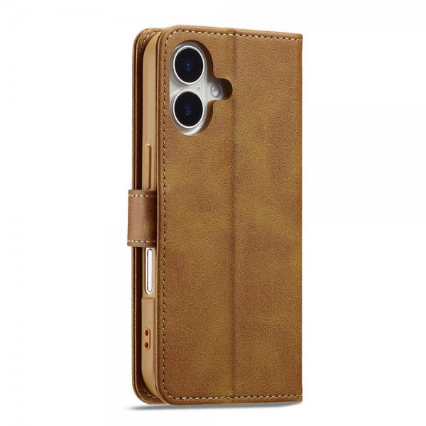 Lc.Imeeke iPhone 17 Fodral med Kortfack Stativfunktion Ljusbrun