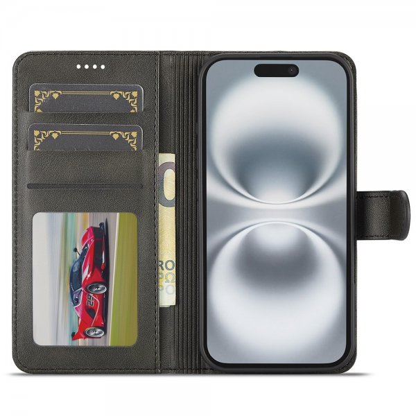 Lc.Imeeke iPhone 17 Fodral med Kortfack Stativfunktion Svart