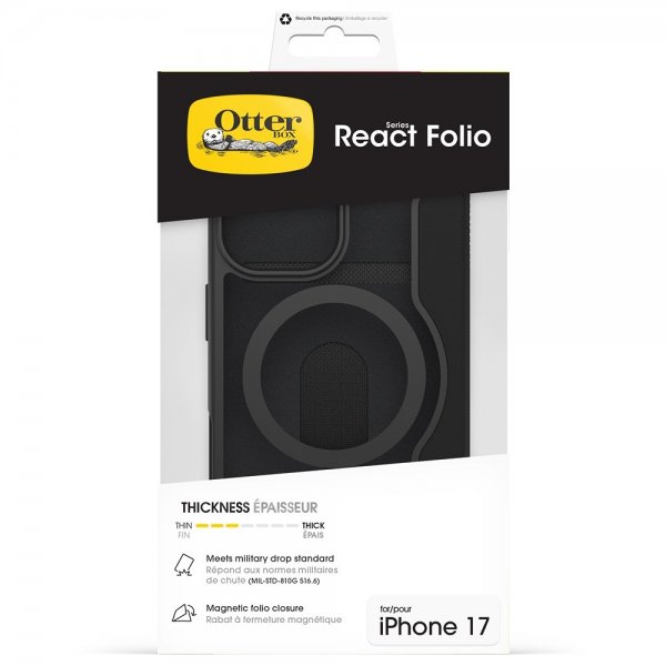 Otterbox iPhone 17 Fodral React Folio MagSafe Black Crystal