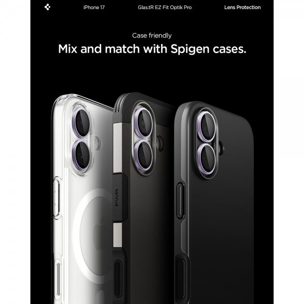 Spigen iPhone 17 Kameraskydd GLAS.tR EZ Fit Optik Pro 2-pack Lila