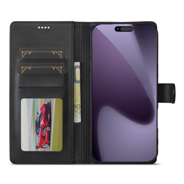 Lc.Imeeke iPhone 17 Pro Fodral med Kortfack Stativfunktion Svart