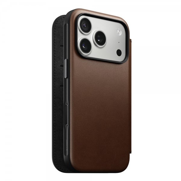 Nomad iPhone 17 Pro Fodral Modern Leather Folio Brun