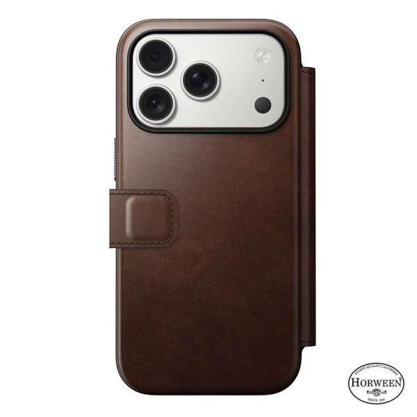 Nomad iPhone 17 Pro Fodral Modern Leather Folio Horween Rustic Brown