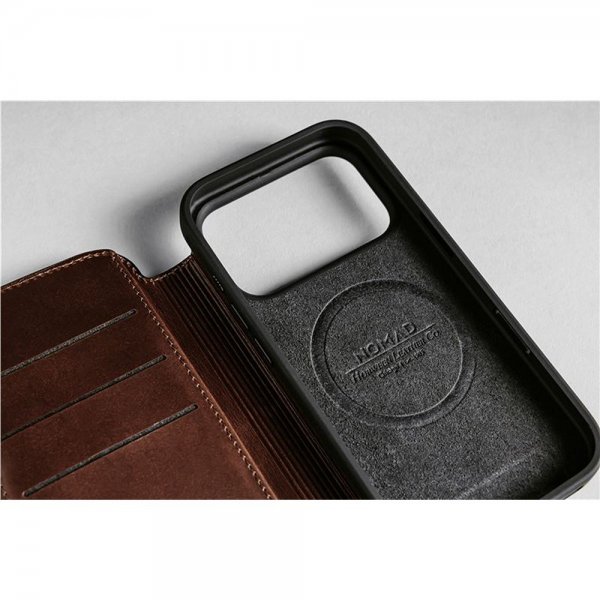 Nomad iPhone 17 Pro Fodral Modern Leather Folio Horween Rustic Brown