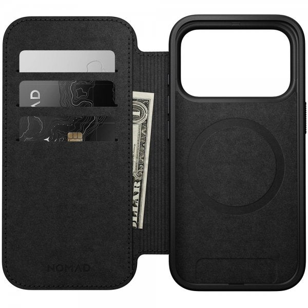 Nomad iPhone 17 Pro Fodral Modern Leather Folio Svart