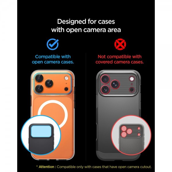 Spigen iPhone 17 Pro Kameraskydd Glas.tR EZ Fit Optik Pro XL Orange