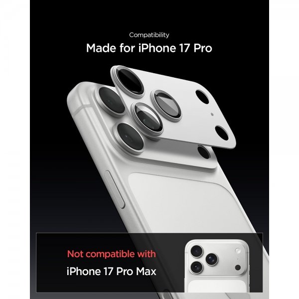 Spigen iPhone 17 Pro Kameraskydd Glas.tR EZ Fit Optik Pro XL Silver
