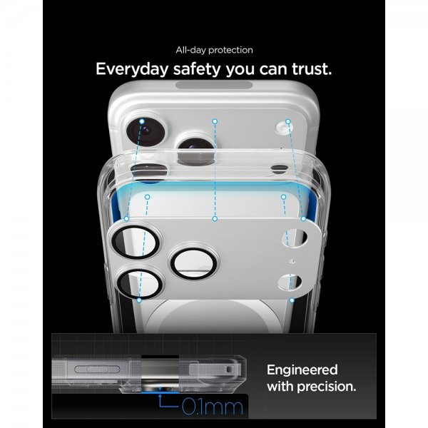 Spigen iPhone 17 Pro Kameraskydd Glas.tR EZ Fit Optik Pro XL Silver
