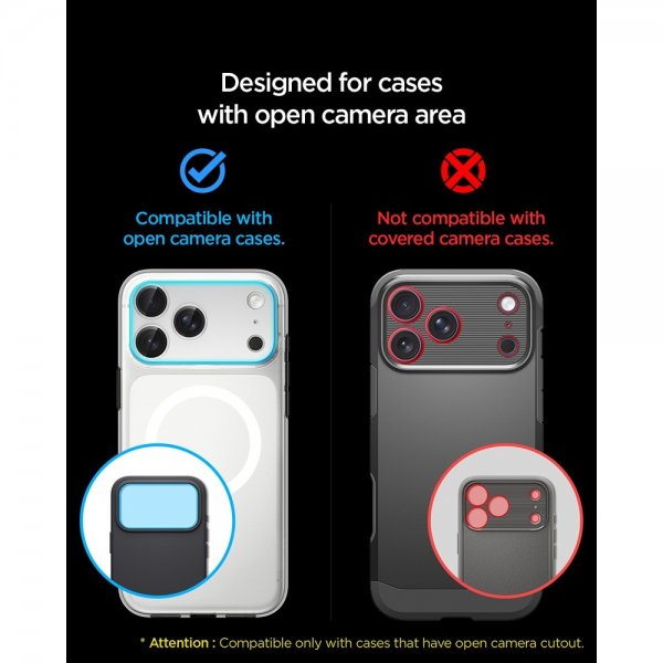 Spigen iPhone 17 Pro Kameraskydd Glas.tR EZ Fit Optik Pro XL Silver