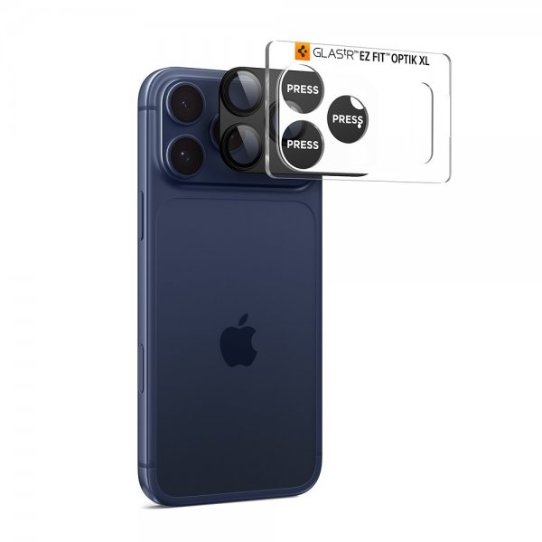 Spigen iPhone 17 Pro Kameraskydd Glas.tR EZ Fit Optik Pro XL Svart