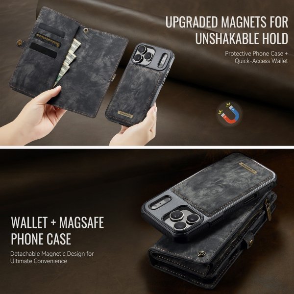CaseMe iPhone 17 Pro Max Fodral 008 Series Löstagbart Skal Svart