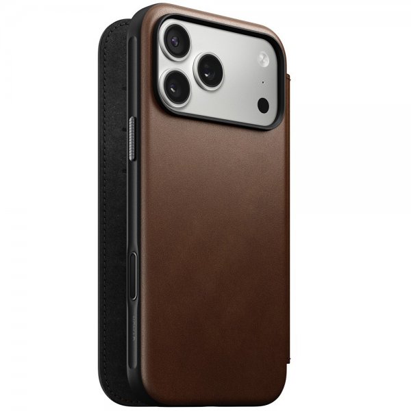 Nomad iPhone 17 Pro Max Fodral Modern Leather Folio Brun