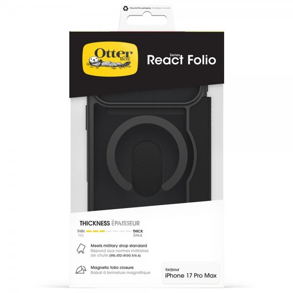 Otterbox iPhone 17 Pro Max Fodral React Folio MagSafe Black Crystal