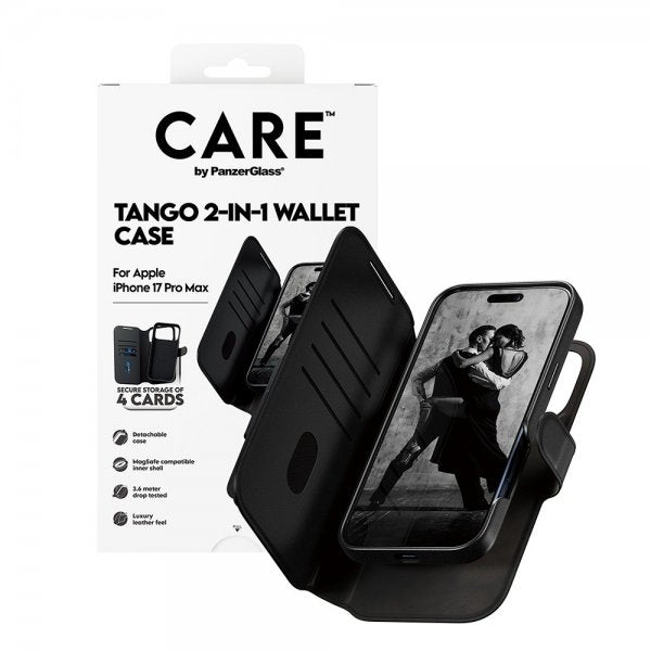 CARE by PanzerGlass iPhone 17 Pro Max Fodral Tango Two-in-One Wallet MagSafe Svart