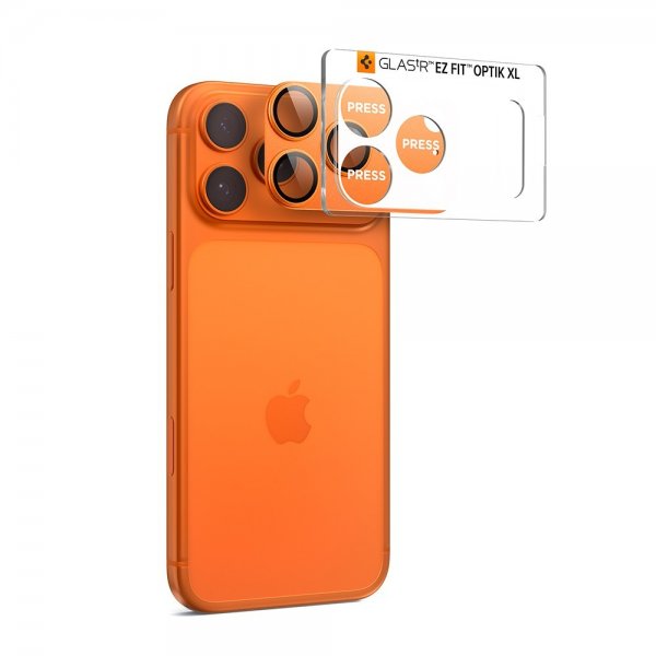Spigen iPhone 17 Pro Max Kameraskydd Glas.tR EZ Fit Optik Pro XL Orange