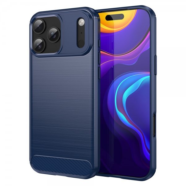 iPhone 17 Pro Max Skal Borstad Kolfibertextur Blå
