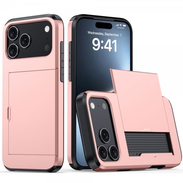 iPhone 17 Pro Max Skal Card Slide Roseguld