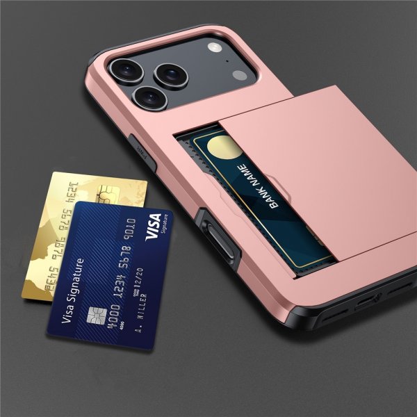 iPhone 17 Pro Max Skal Card Slide Roseguld