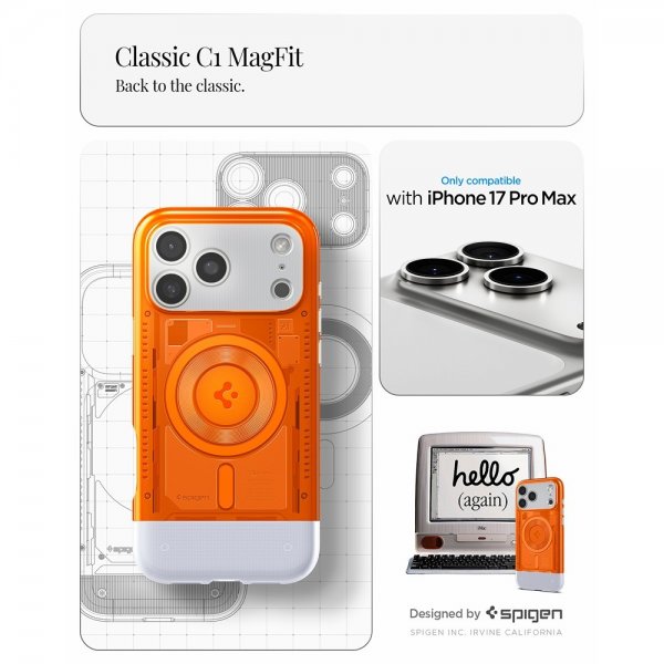 Spigen iPhone 17 Pro Max Skal Classic C1 MagFit Tangerine