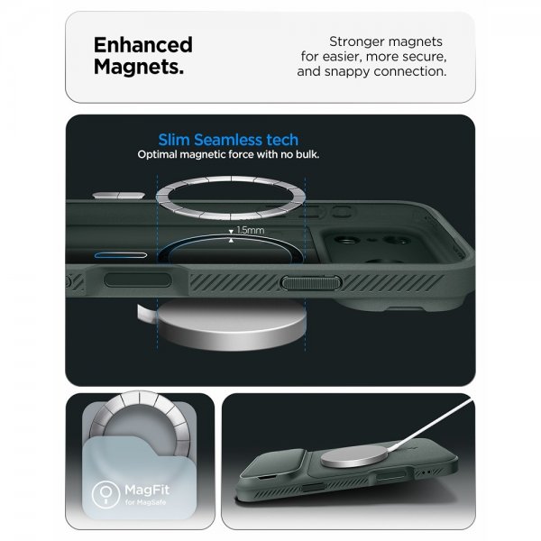 Spigen iPhone 17 Pro Max Skal Optik Armor MagFit Abyss Green