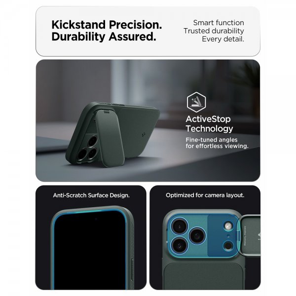 Spigen iPhone 17 Pro Max Skal Optik Armor MagFit Abyss Green