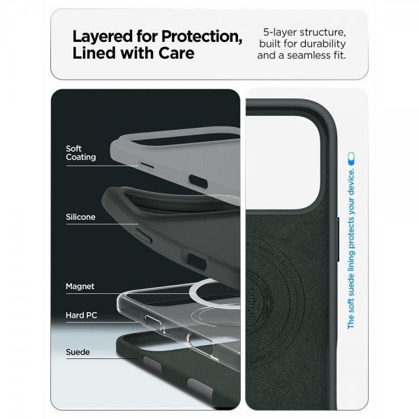 Spigen iPhone 17 Pro Max Skal Silicone Fit MagFit Abyss Green