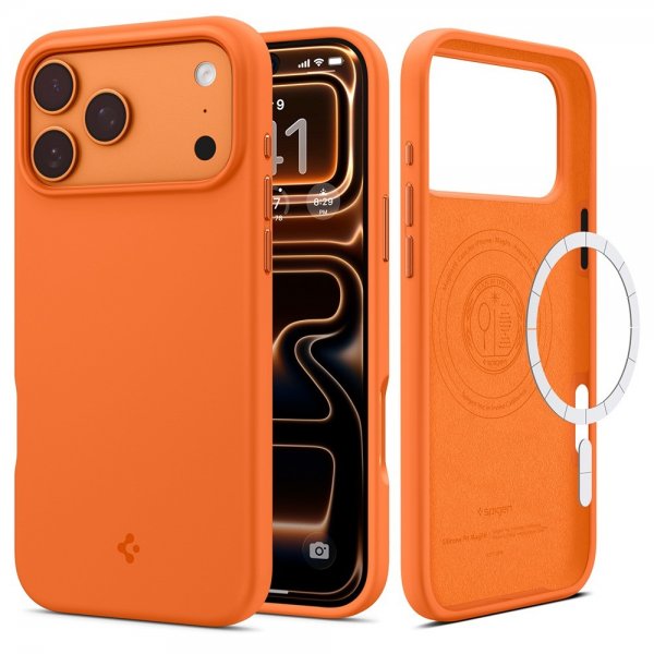 Spigen iPhone 17 Pro Max Skal Silicone Fit MagFit Cosmic Orange