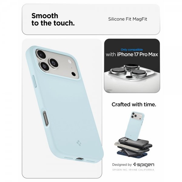Spigen iPhone 17 Pro Max Skal Silicone Fit MagFit Mute Blue