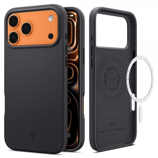 Spigen iPhone 17 Pro Max Skal Silicone Fit MagFit Svart