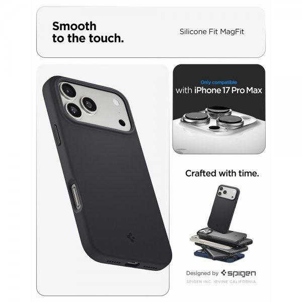Spigen iPhone 17 Pro Max Skal Silicone Fit MagFit Svart
