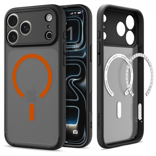 Spigen iPhone 17 Pro Max Skal Ultra Hybrid MagFit Frost Black Orange