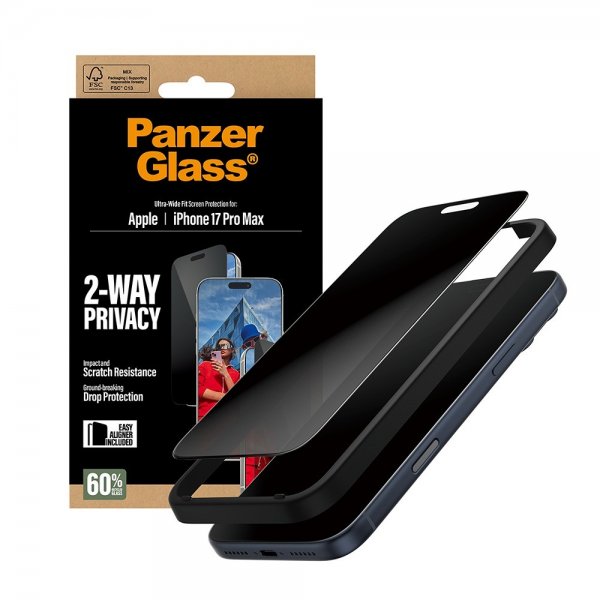 PanzerGlass iPhone 17 Pro Max Skärmskydd Ultra-Wide Fit Privacy EasyAligner