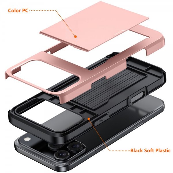 iPhone 17 Pro Skal Card Slide Roseguld