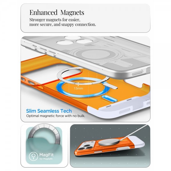 Spigen iPhone 17 Pro Skal Classic C1 MagFit Tangerine