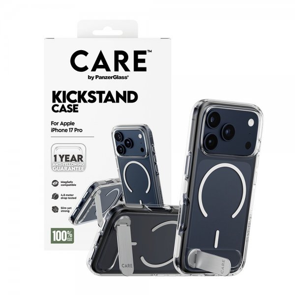 CARE by PanzerGlass iPhone 17 Pro Skal Kickstand MagSafe Transparent