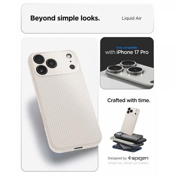 Spigen iPhone 17 Pro Skal Liquid Air Natural Titanium