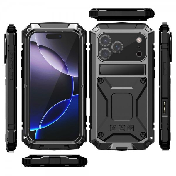 R-JUST iPhone 17 Pro Skal Metall Stöttåligt Svart
