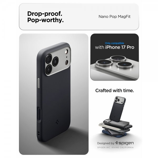 Spigen iPhone 17 Pro Skal Nano Pop MagFit Black Sesame