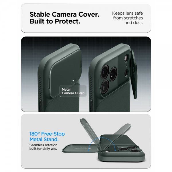 Spigen iPhone 17 Pro Skal Optik Armor MagFit Abyss Green