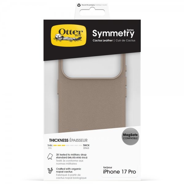 Otterbox iPhone 17 Pro Skal Symmetry Cactus Leather MagSafe Grey Comfort