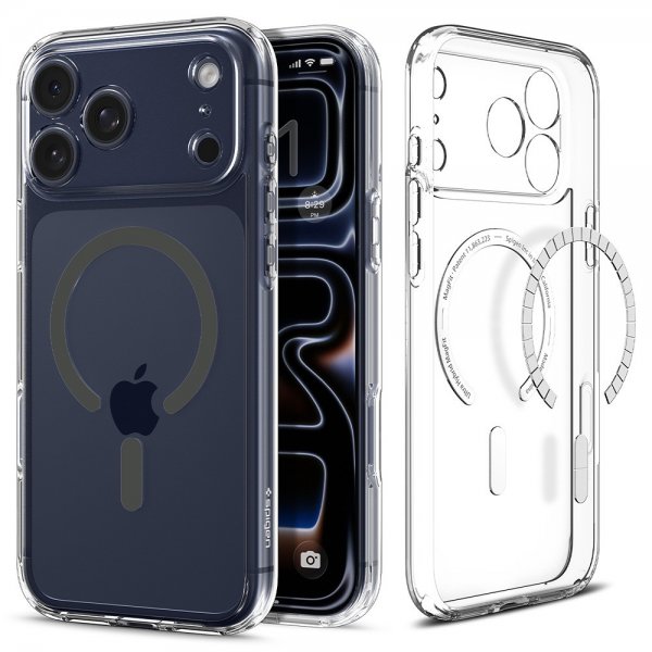 Spigen iPhone 17 Pro Skal Ultra Hybrid MagFit Clear Graphite