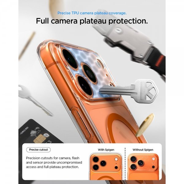 Spigen iPhone 17 Pro Skal Ultra Hybrid MagFit Clear Orange