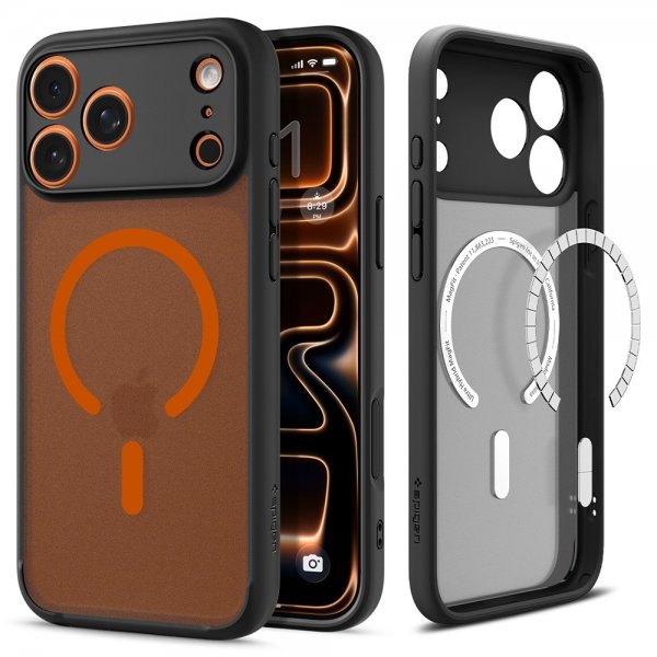 Spigen iPhone 17 Pro Skal Ultra Hybrid MagFit Frost Black Orange