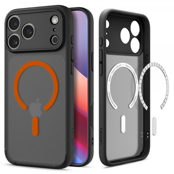 Spigen iPhone 17 Pro Skal Ultra Hybrid MagFit Frost Black Orange