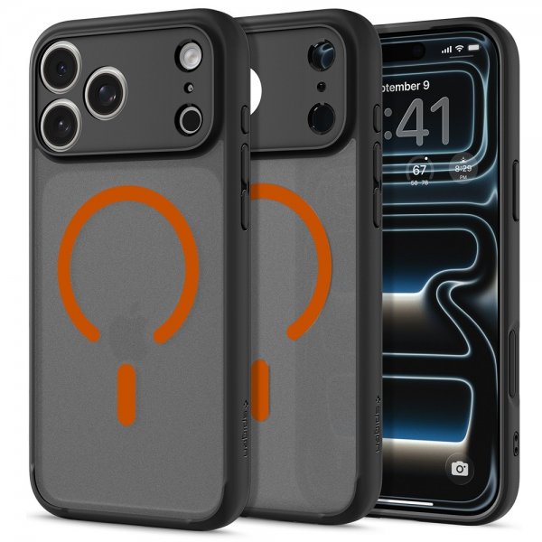 Spigen iPhone 17 Pro Skal Ultra Hybrid MagFit Frost Black Orange