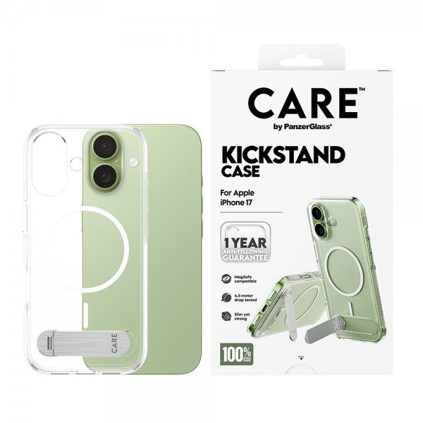 CARE by PanzerGlass iPhone 17 Skal Kickstand MagSafe Transparent